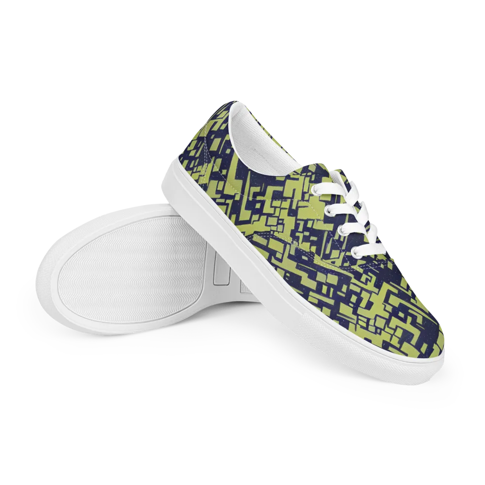 Lime Noir Maze on Men's Lace-Up Canvas Shoes — Right Front