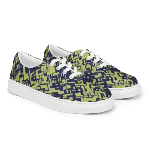 Lime Noir Maze on a Men's Lace-Up Canvas Shoes