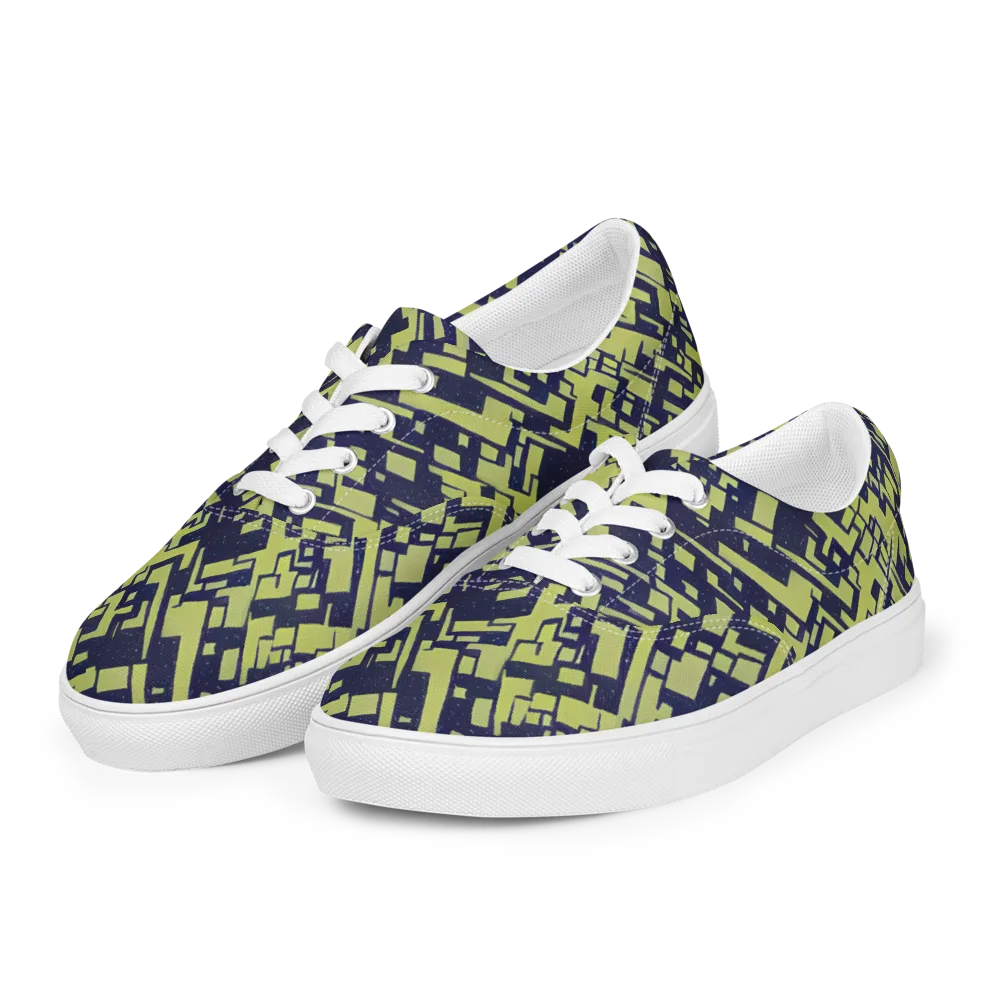 Lime Noir Maze on Men's Lace-Up Canvas Shoes — Left Front