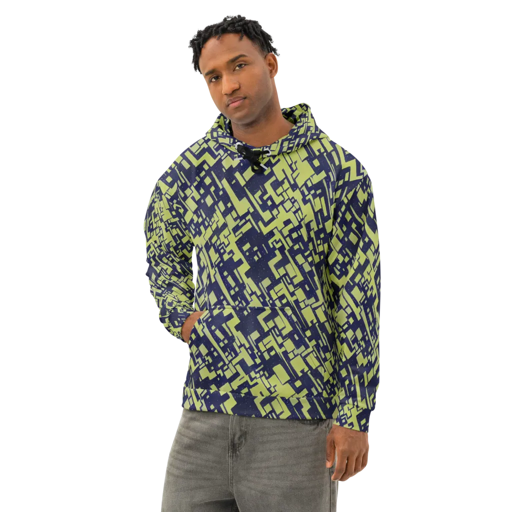 Lime Noir Maze on Cotton Hoodie — Left Front