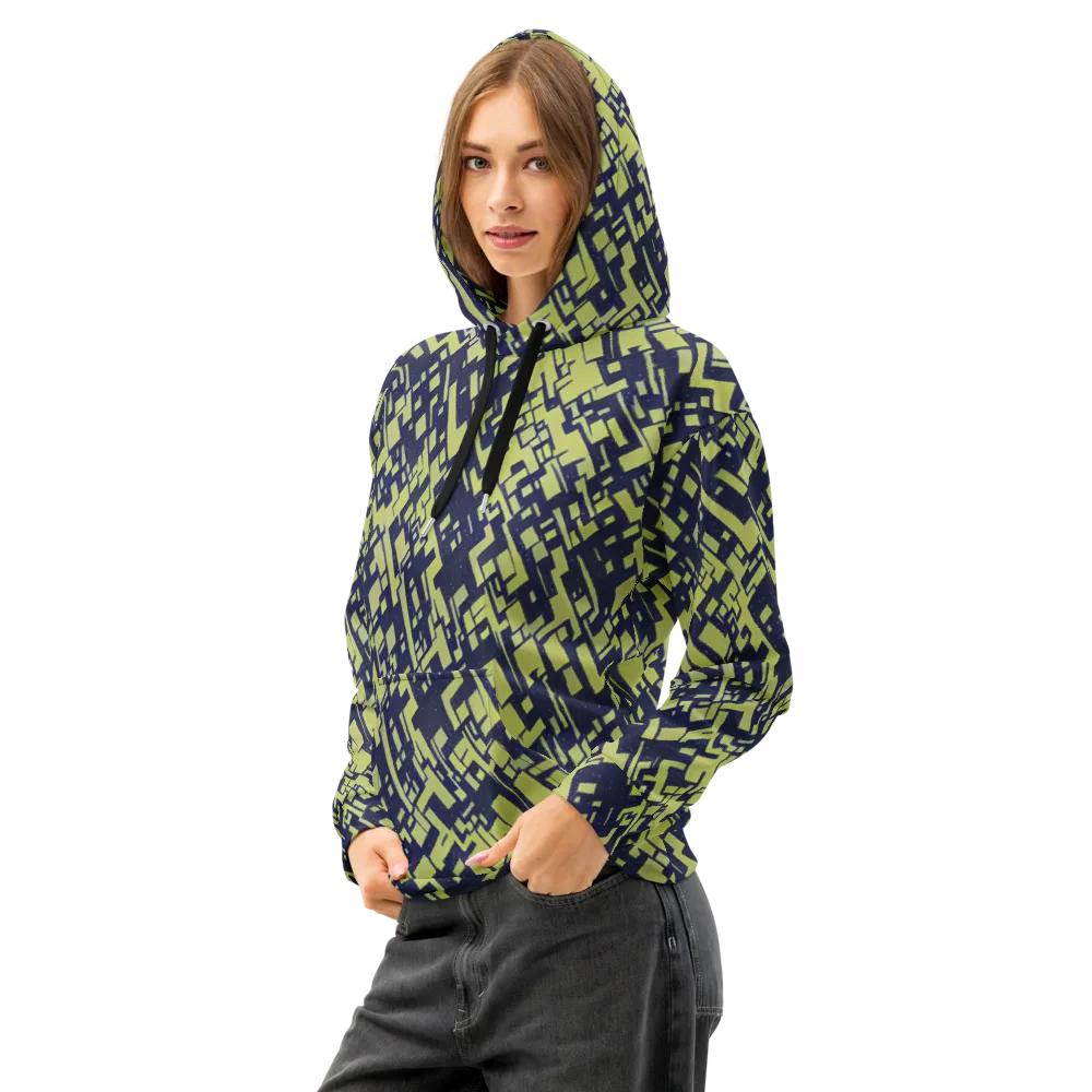 Lime Noir Maze on Cotton Hoodie — Left Front