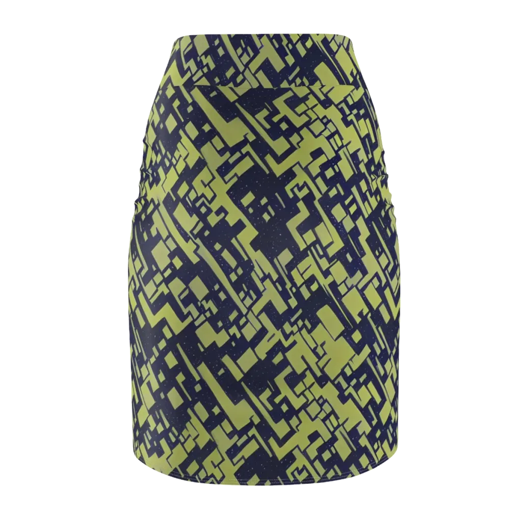 Lime Noir Maze on Pencil Skirt — Back
