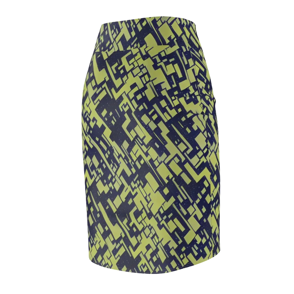 Lime Noir Maze on Pencil Skirt — Back Side