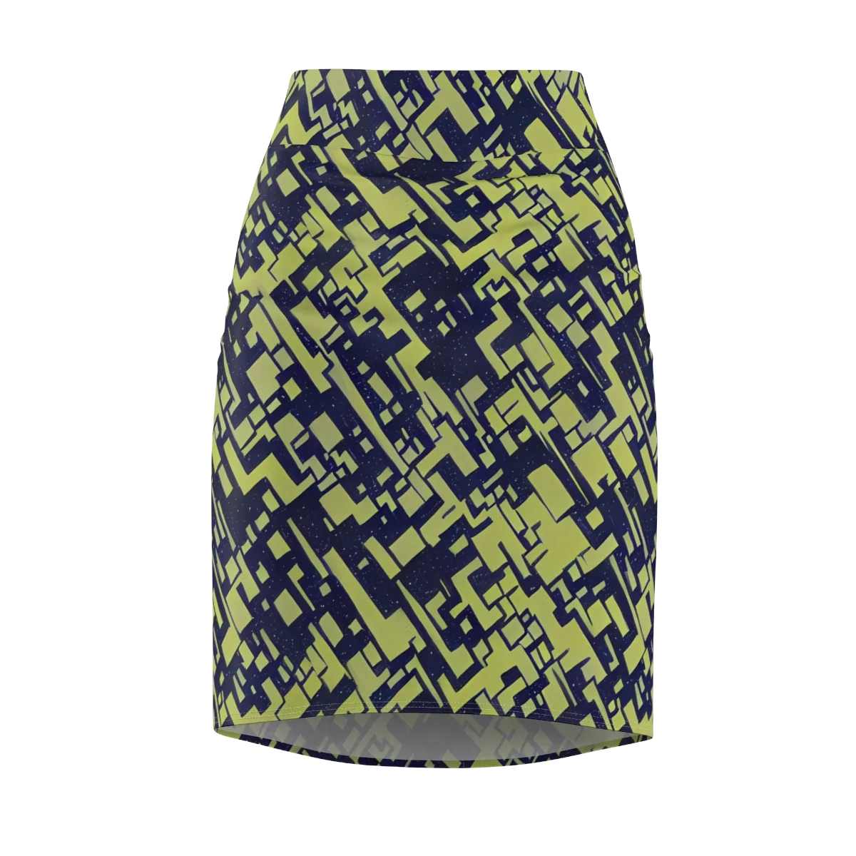 Lime Noir Maze on Pencil Skirt — Front