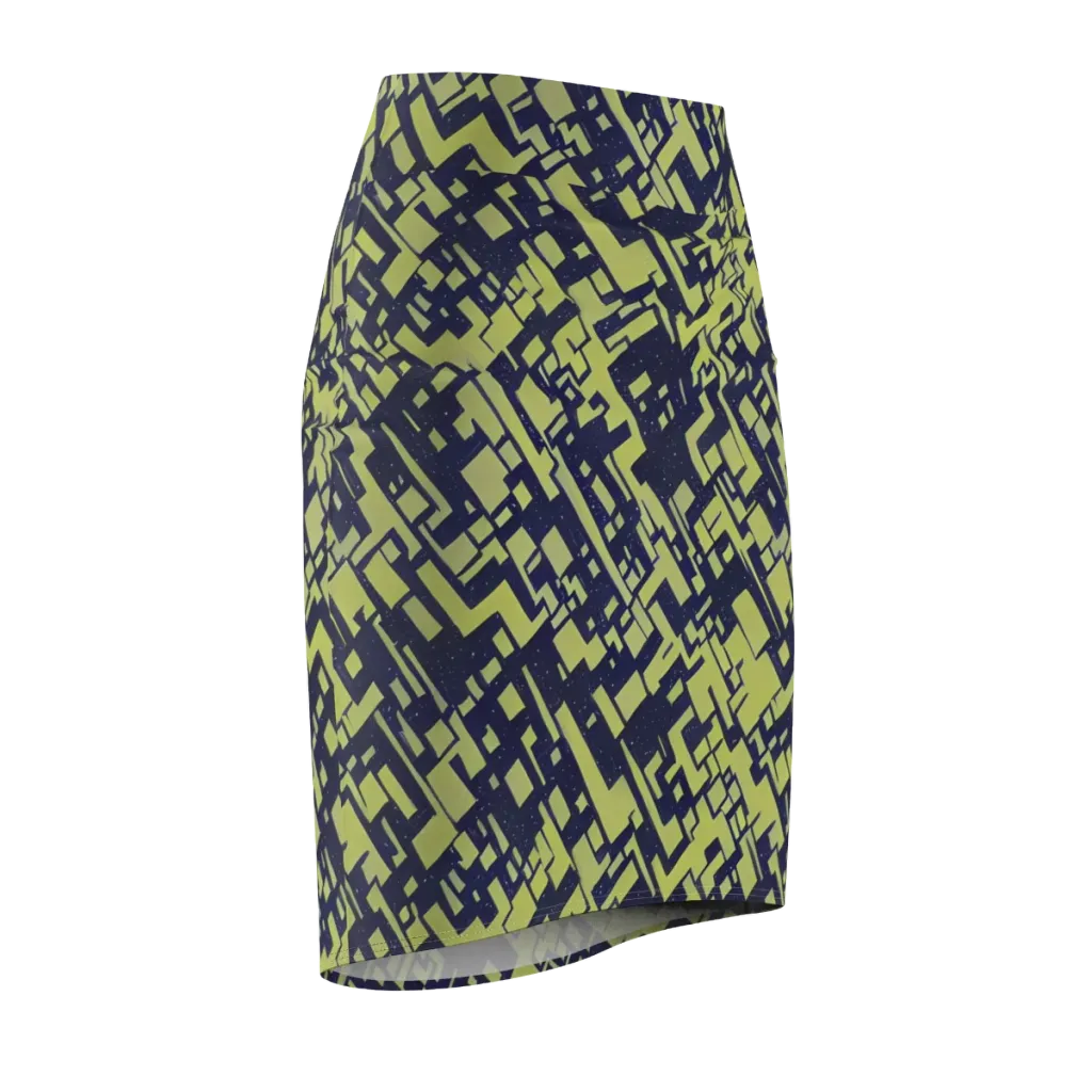 Lime Noir Maze on Pencil Skirt — Front Side
