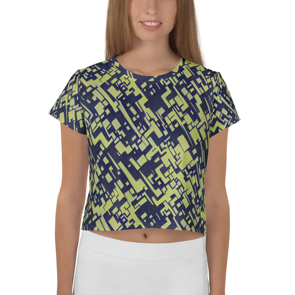 Lime Noir Maze on Crop Tee — Front