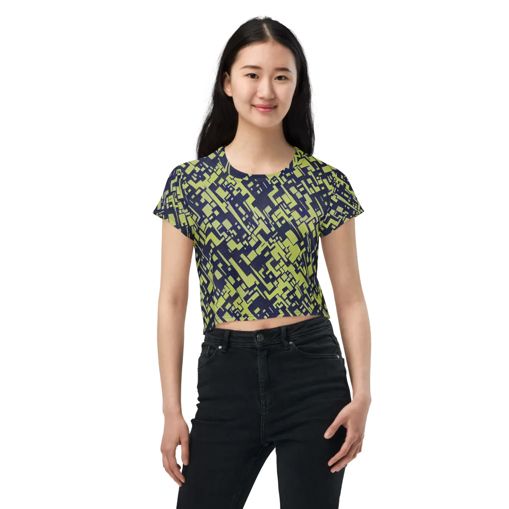 Lime Noir Maze on Crop Tee — Front