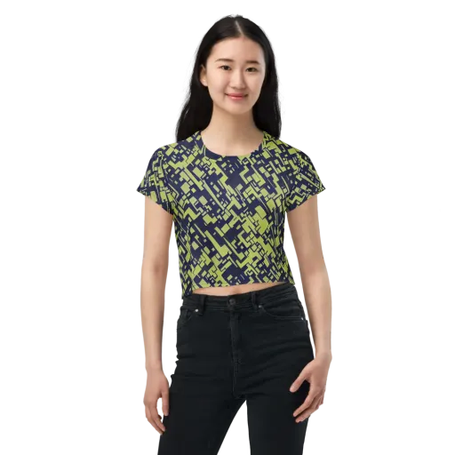 Lime Noir Maze on a Crop Tee