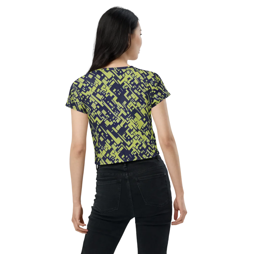Lime Noir Maze on Crop Tee — Back