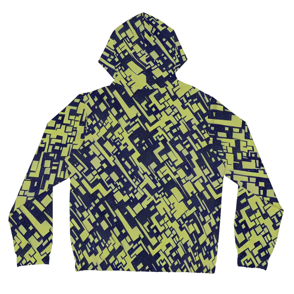 Lime Noir Maze on Women's Full-Zip Hoodie — Back