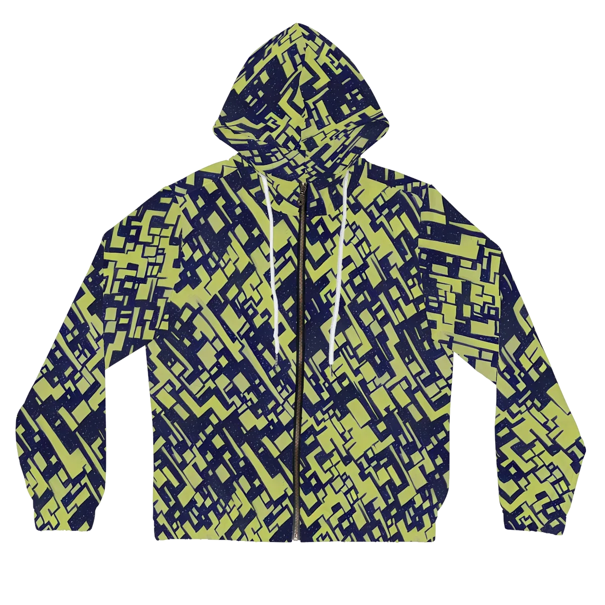 Lime Noir Maze on Women's Full-Zip Hoodie — Front
