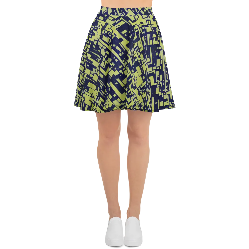 Lime Noir Maze on Skater Skirt — Front