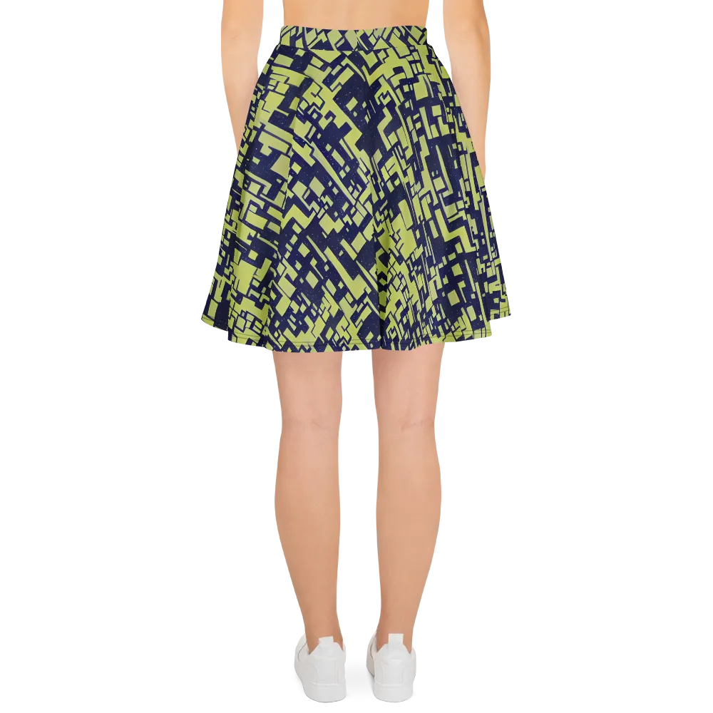 Lime Noir Maze on Skater Skirt — Back