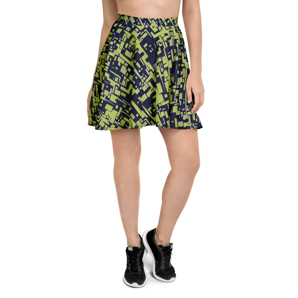 Lime Noir Maze on Skater Skirt — Front