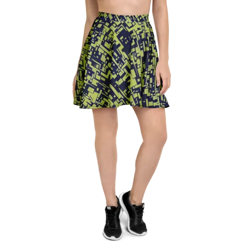 Lime Noir Maze on a Skater Skirt