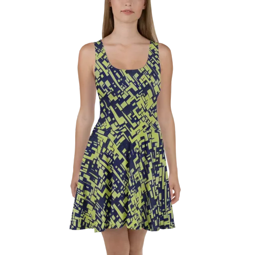 Lime Noir Maze on a Skater Dress