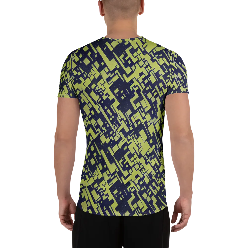 Lime Noir Maze on Men's Athletic T-Shirt — Back