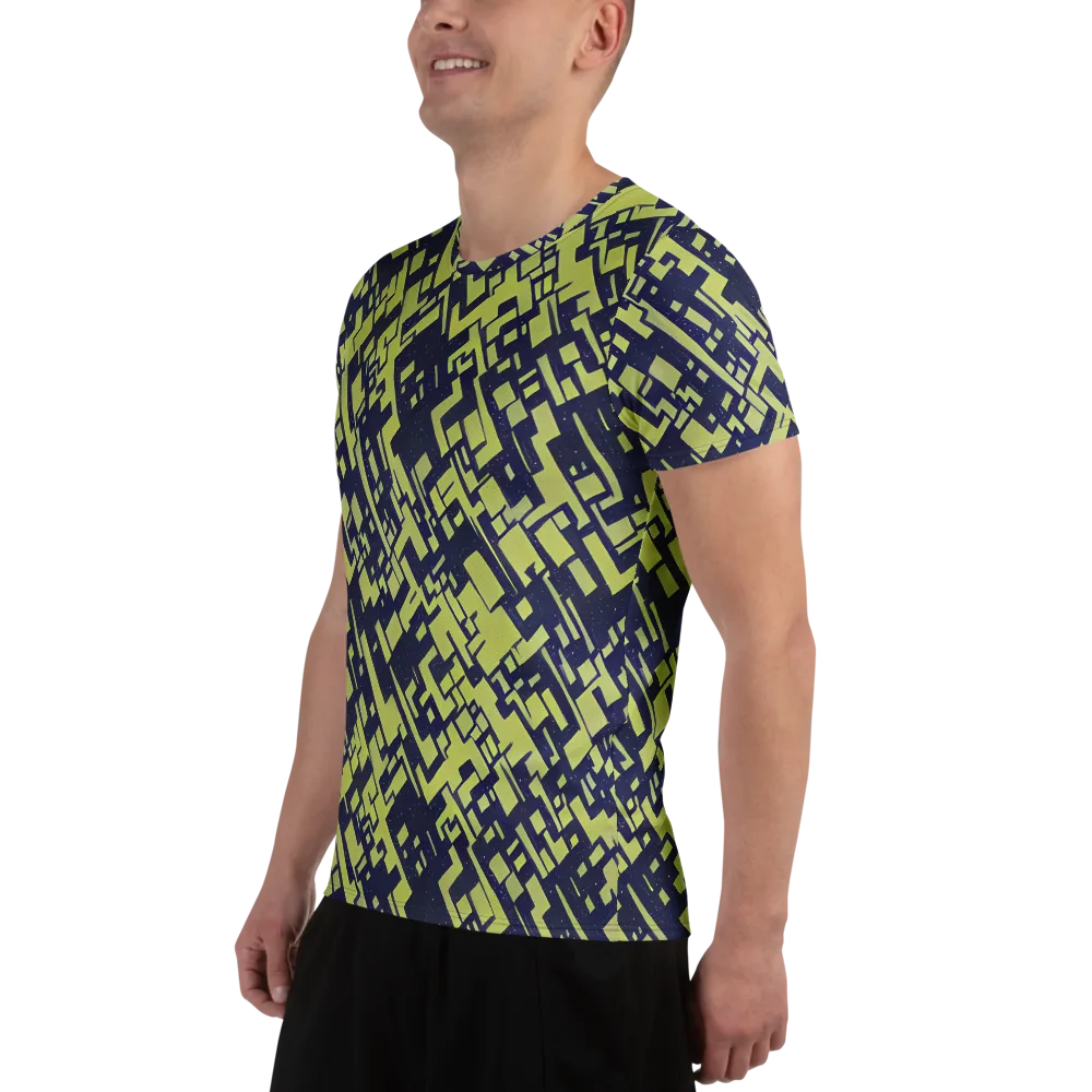 Lime Noir Maze on Men's Athletic T-Shirt — Left