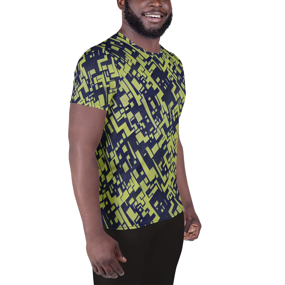 Lime Noir Maze on Men's Athletic T-Shirt — Right