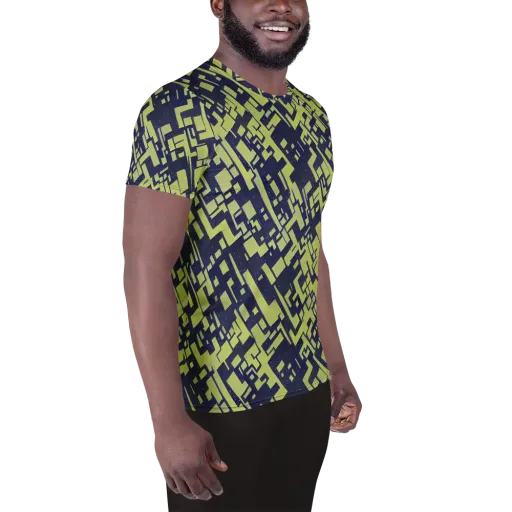 Lime Noir Maze on a Men's Athletic T-Shirt