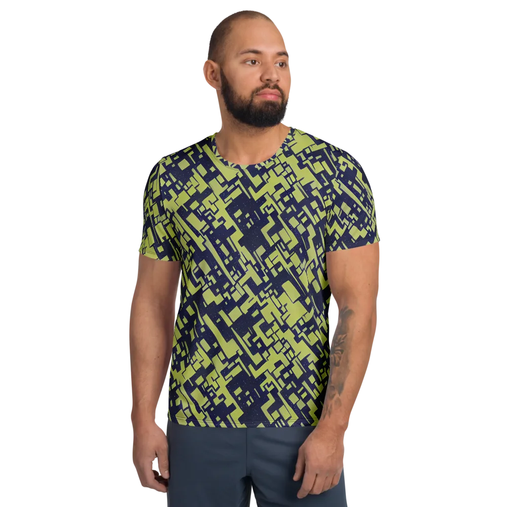 Lime Noir Maze on Men's Athletic T-Shirt — Front