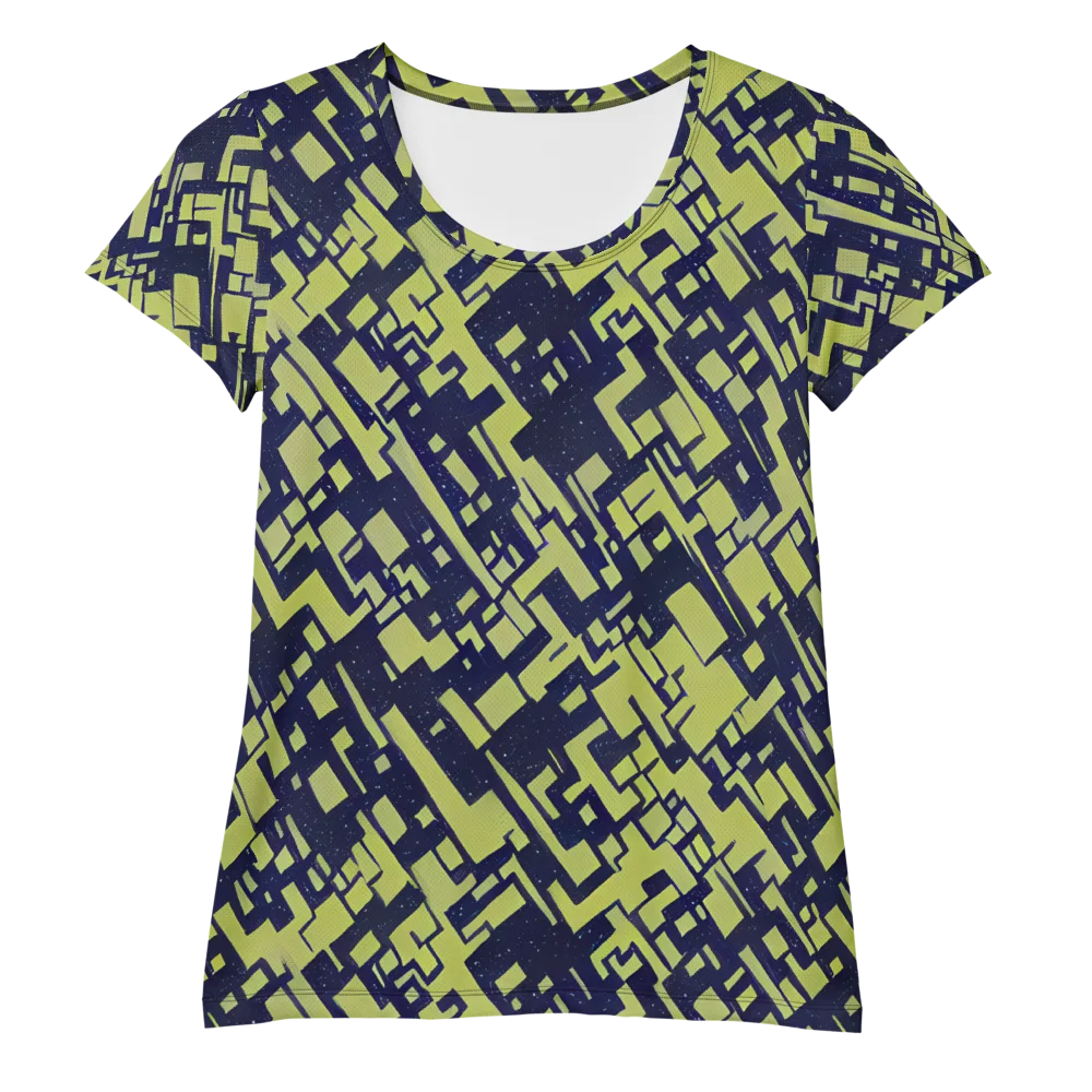 Lime Noir Maze on Women's Athletic T-Shirt — Front