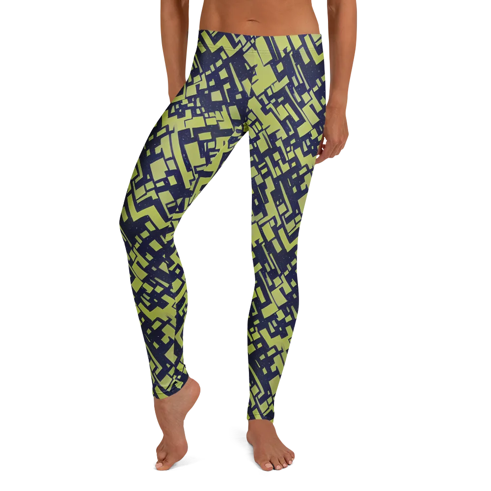 Lime Noir Maze on Leggings — Front
