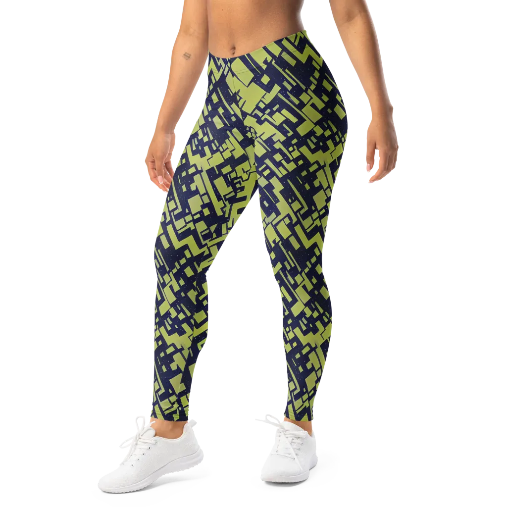 Lime Noir Maze on Leggings — Left Front