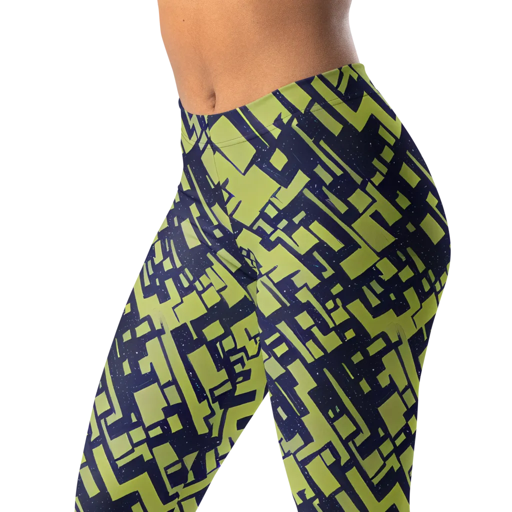 Lime Noir Maze on Leggings — Left Front