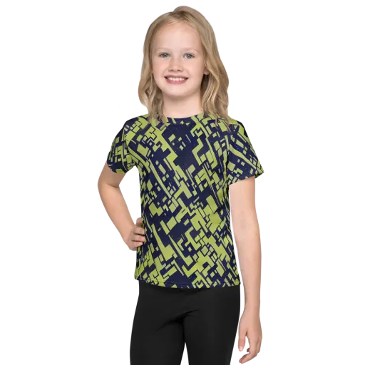 Lime Noir Maze on a Kids Crew Neck T-Shirt