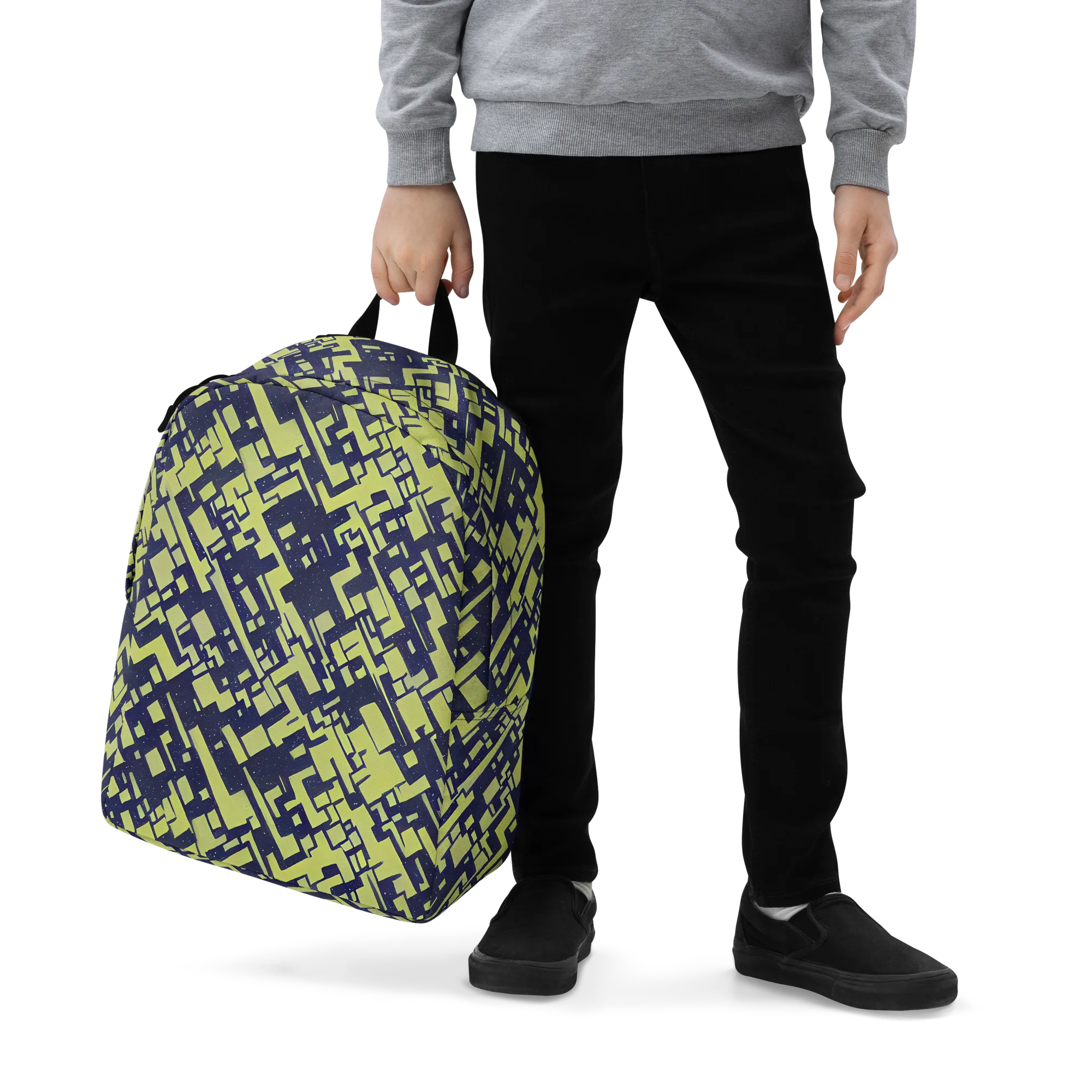 Lime Noir Maze on Minimalist Backpack — Zoomed-in