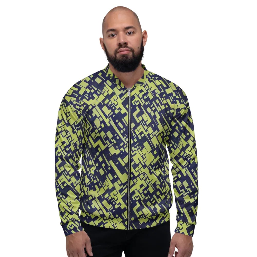Lime Noir Maze on Bomber Jacket — Front