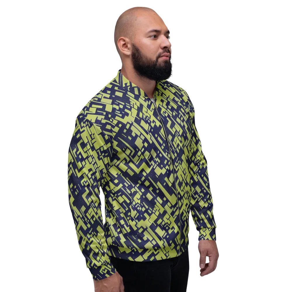 Lime Noir Maze on Bomber Jacket — Right