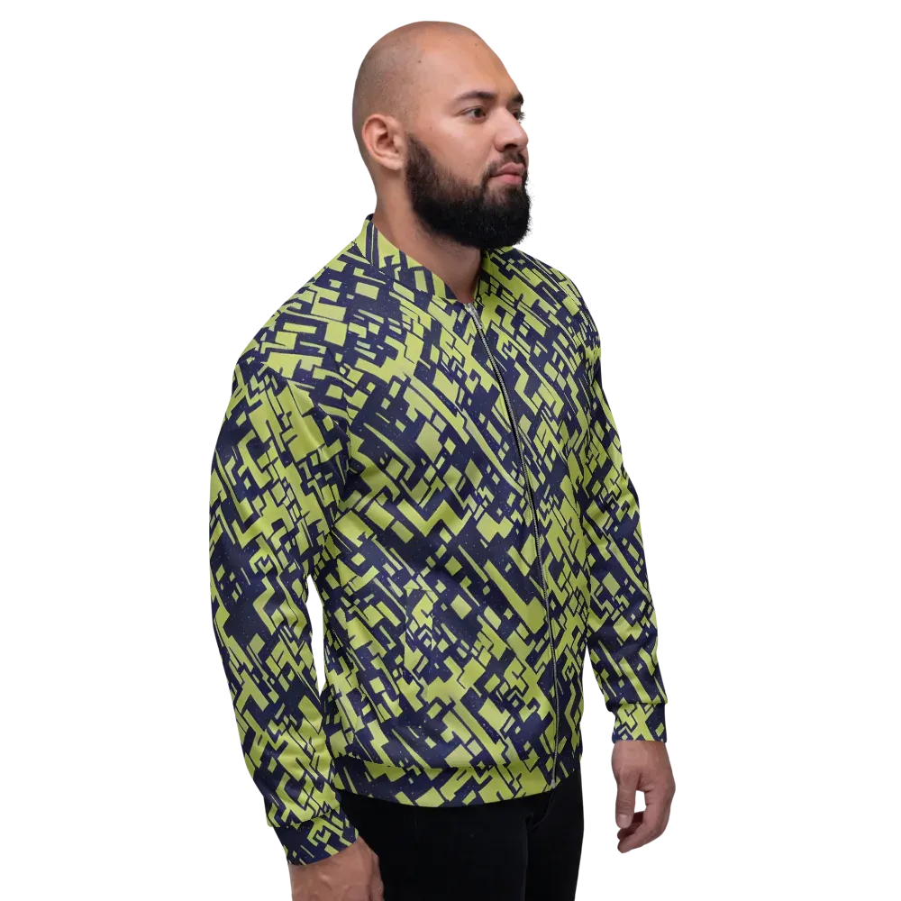 Lime Noir Maze on Bomber Jacket — Right