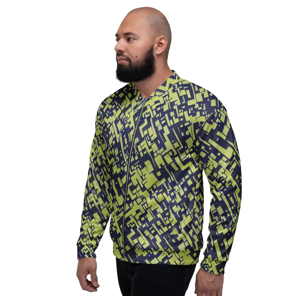 Lime Noir Maze on Bomber Jacket — Left