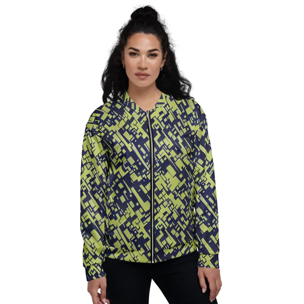 Lime Noir Maze on Bomber Jacket — Front