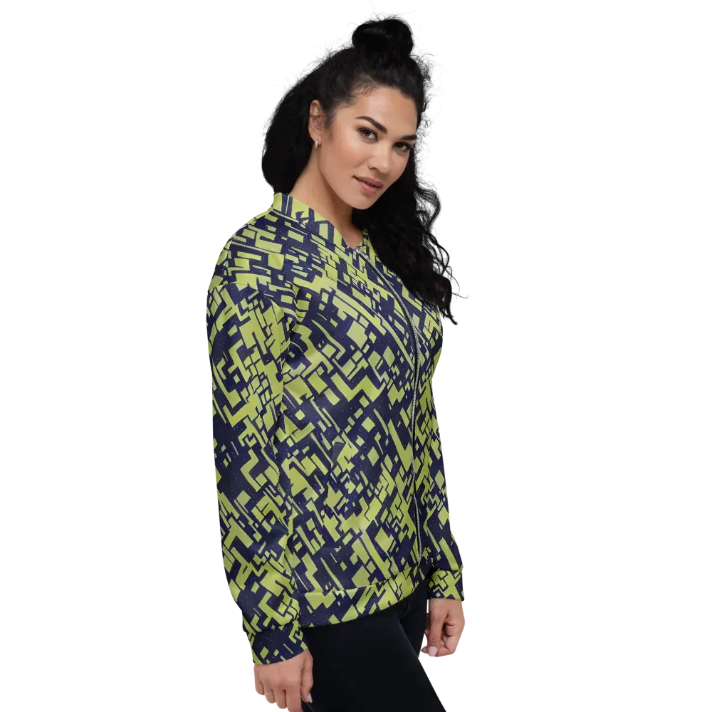 Lime Noir Maze on Bomber Jacket — Right