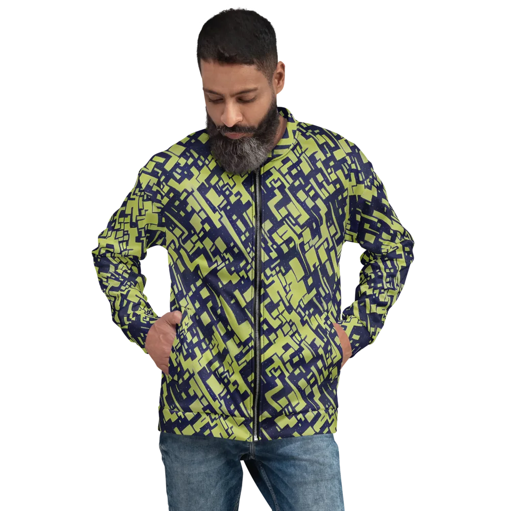 Lime Noir Maze on Bomber Jacket — Front