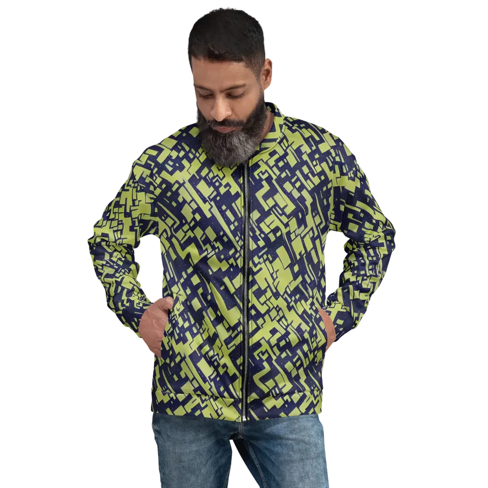 Lime Noir Maze on Bomber Jacket — Front