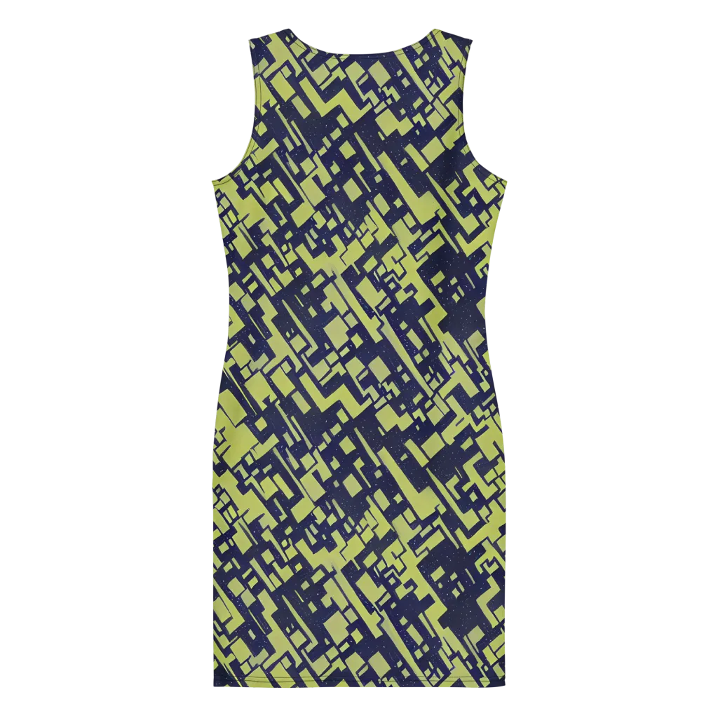 Lime Noir Maze on Bodycon Dress — Back
