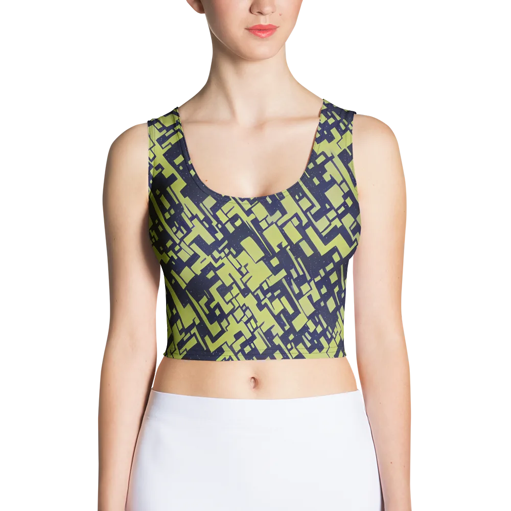 Lime Noir Maze on Crop Top — Front