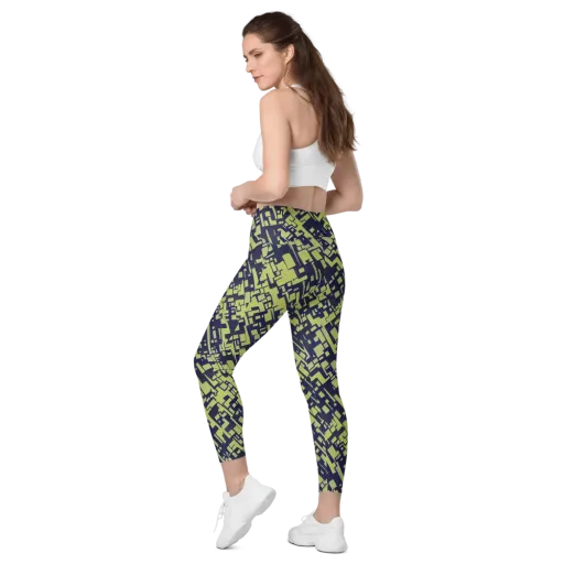 Lime Noir Maze on a Leggings with Pockets