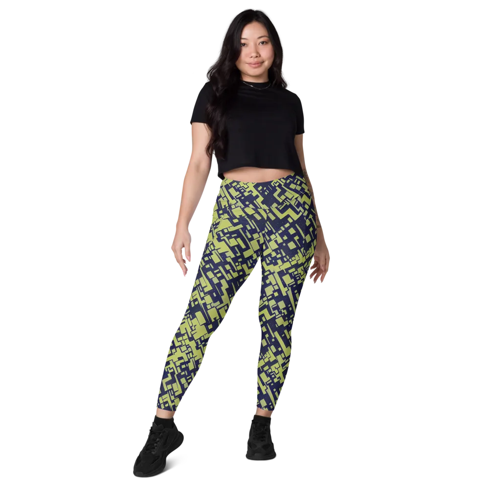 Lime Noir Maze on Leggings with Pockets — Front