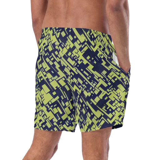 Lime Noir Maze on a Swim Trunks