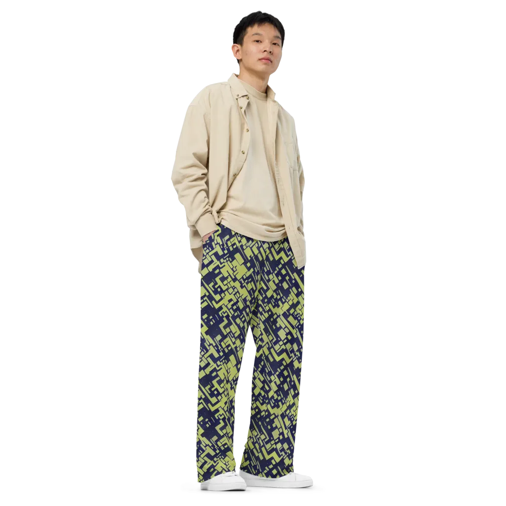 Lime Noir Maze on Wide-Leg Pants — Right Front