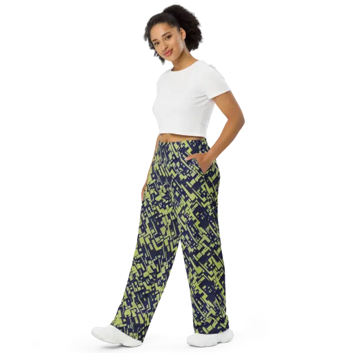 Lime Noir Maze on a Wide-Leg Pants