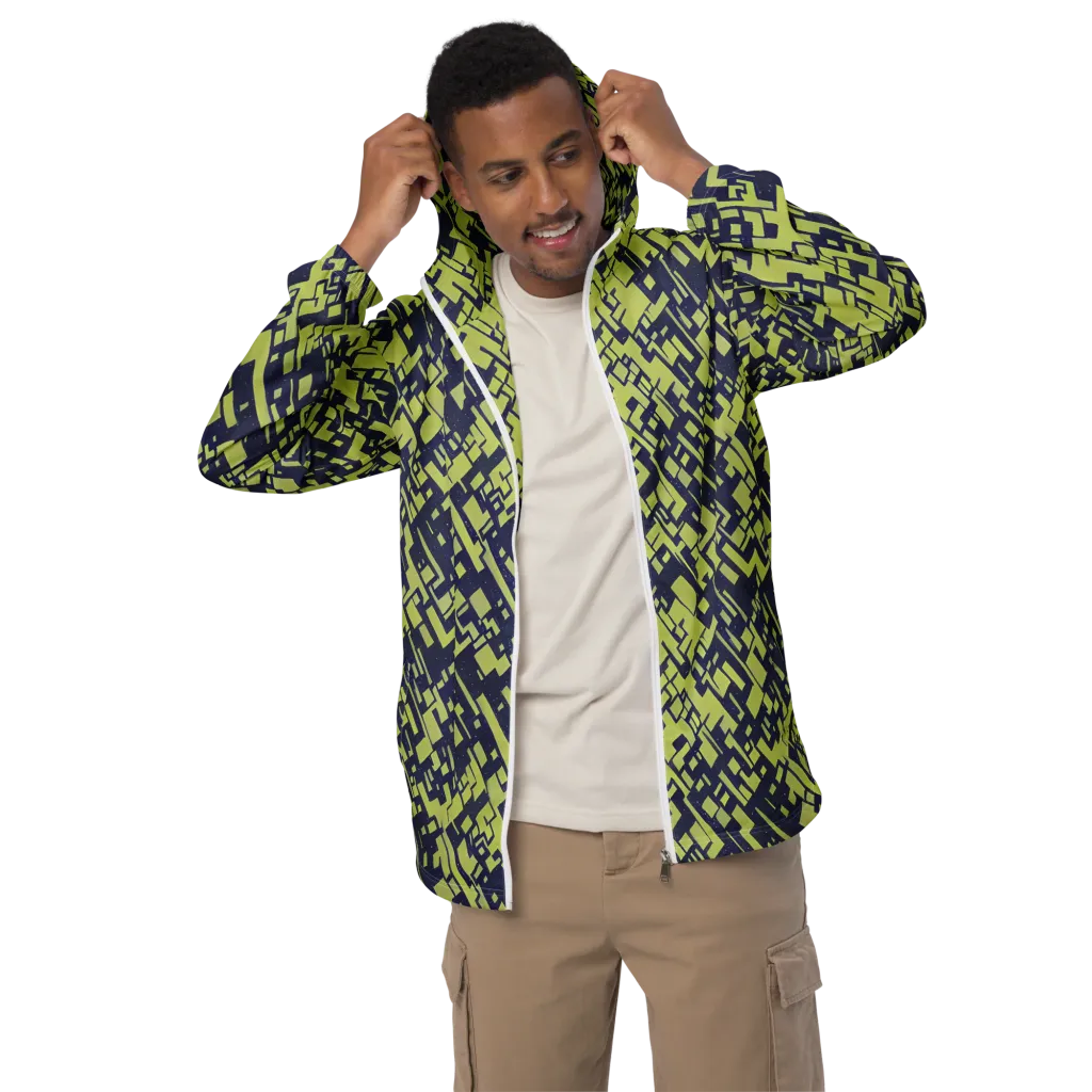 Lime Noir Maze on Men's Windbreaker — Front