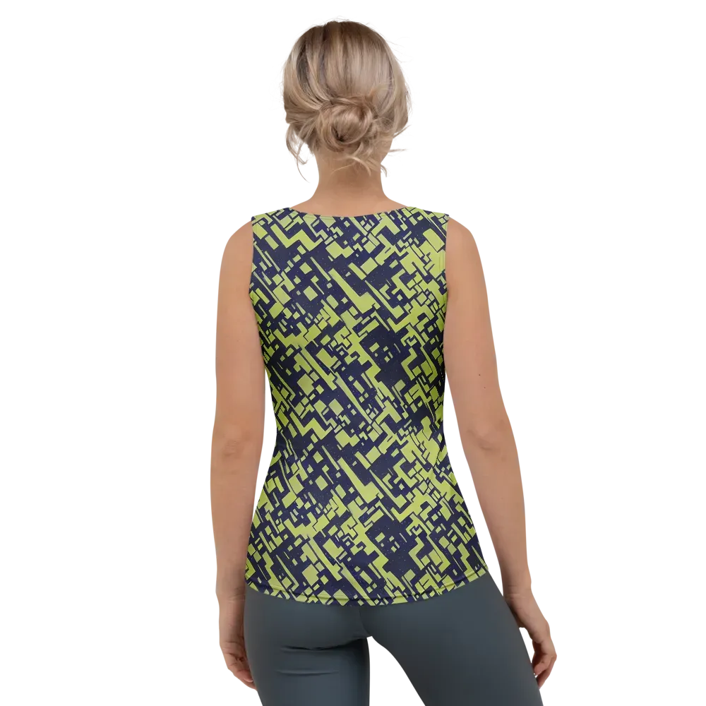 Lime Noir Maze on Women's Tank Top — Back