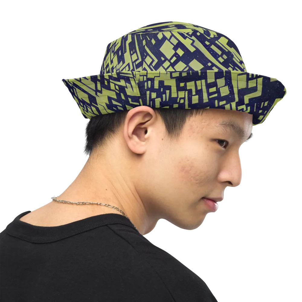 Lime Noir Maze on Reversible Bucket Hat — Right Outside