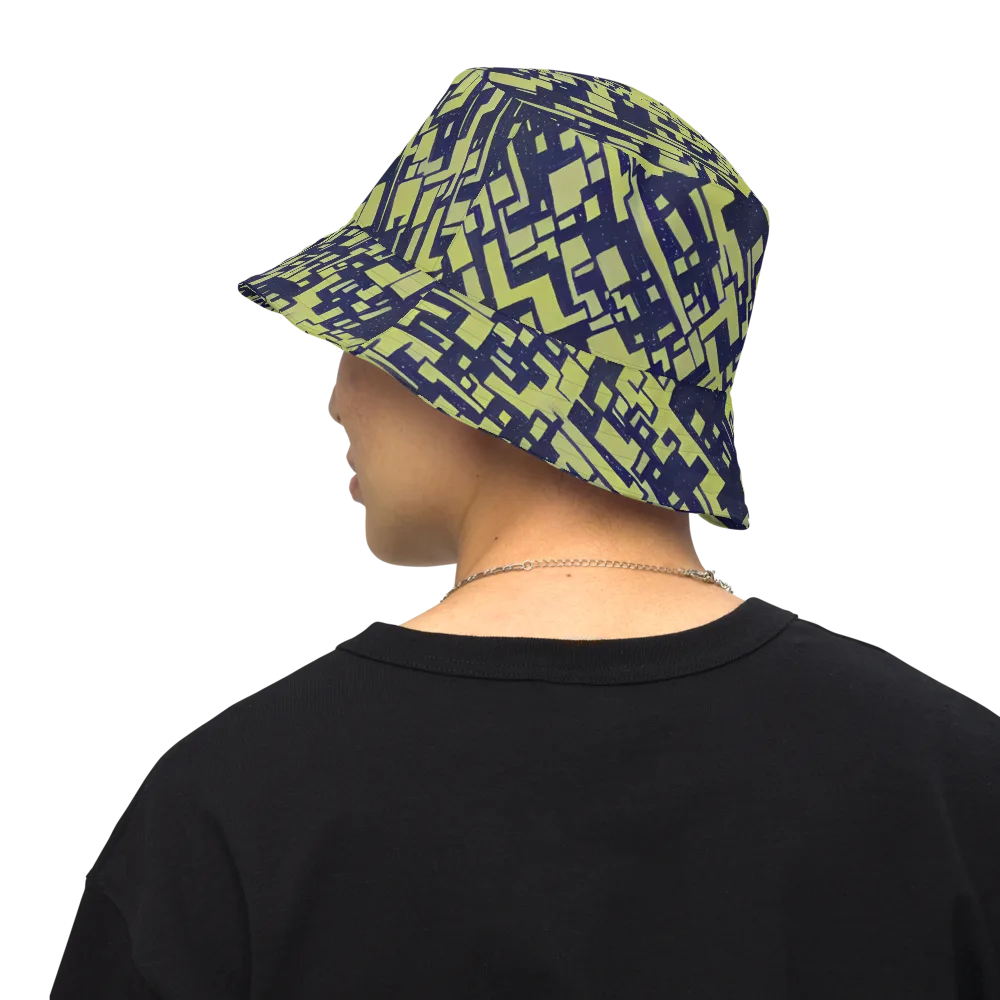 Lime Noir Maze on Reversible Bucket Hat — Back Inside